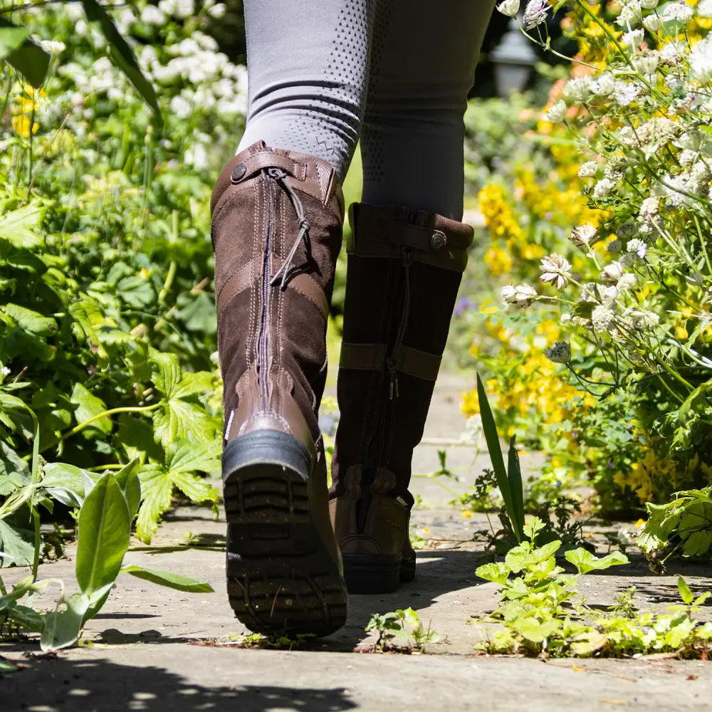 Brown suede brogini wb180 hollingworth zipped country boots with zipper and reinforced stitching walking in garden