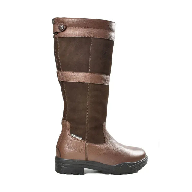 Brown leather and suede country boots brown with tan strap detail wb180k hollingworth piccino zip design