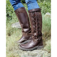 Brown leather and suede brogini winchester country boots with lace-up side detailing wide fit riding style