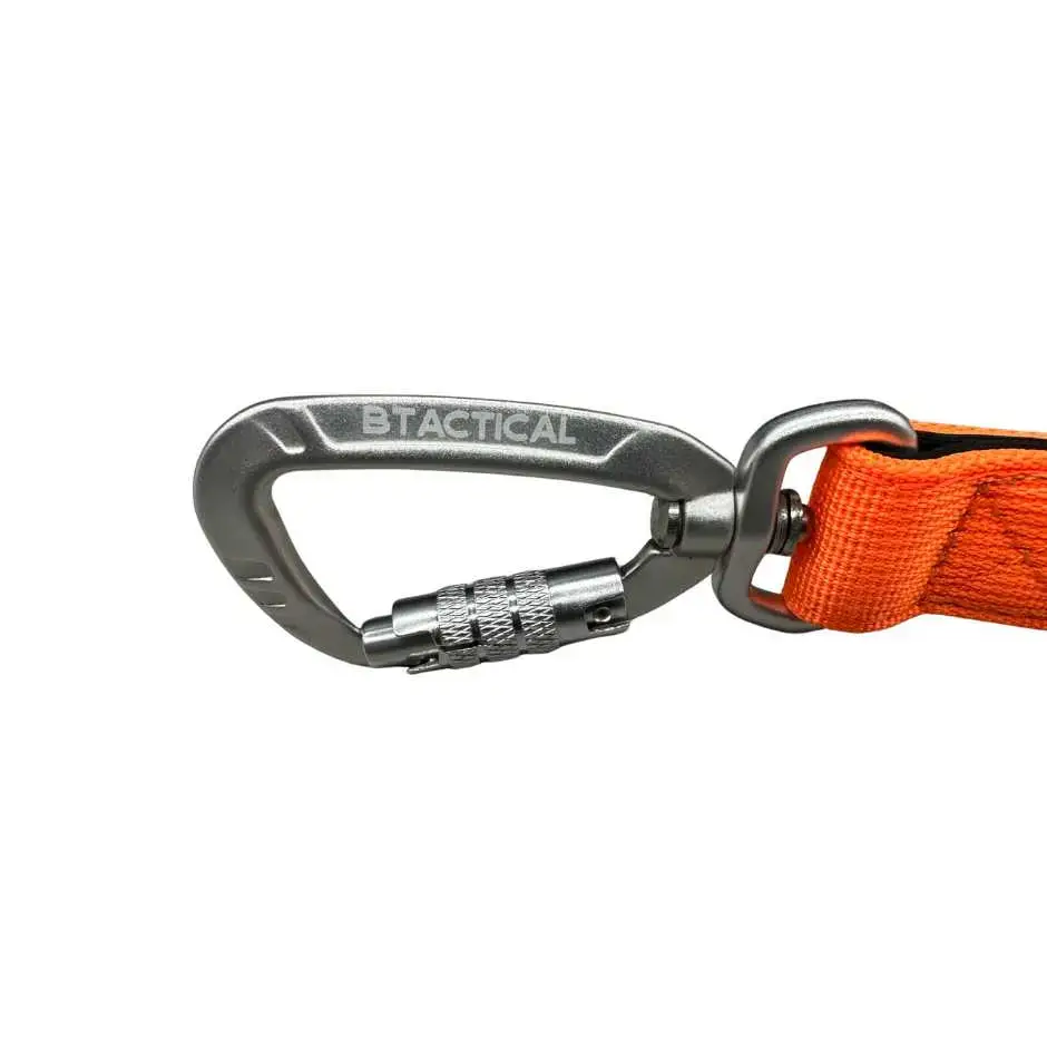 BTactical™ Extra-Strong Nylon Carabiner Clip Dog Lead | Citrus Orange 120cm Dog Lead