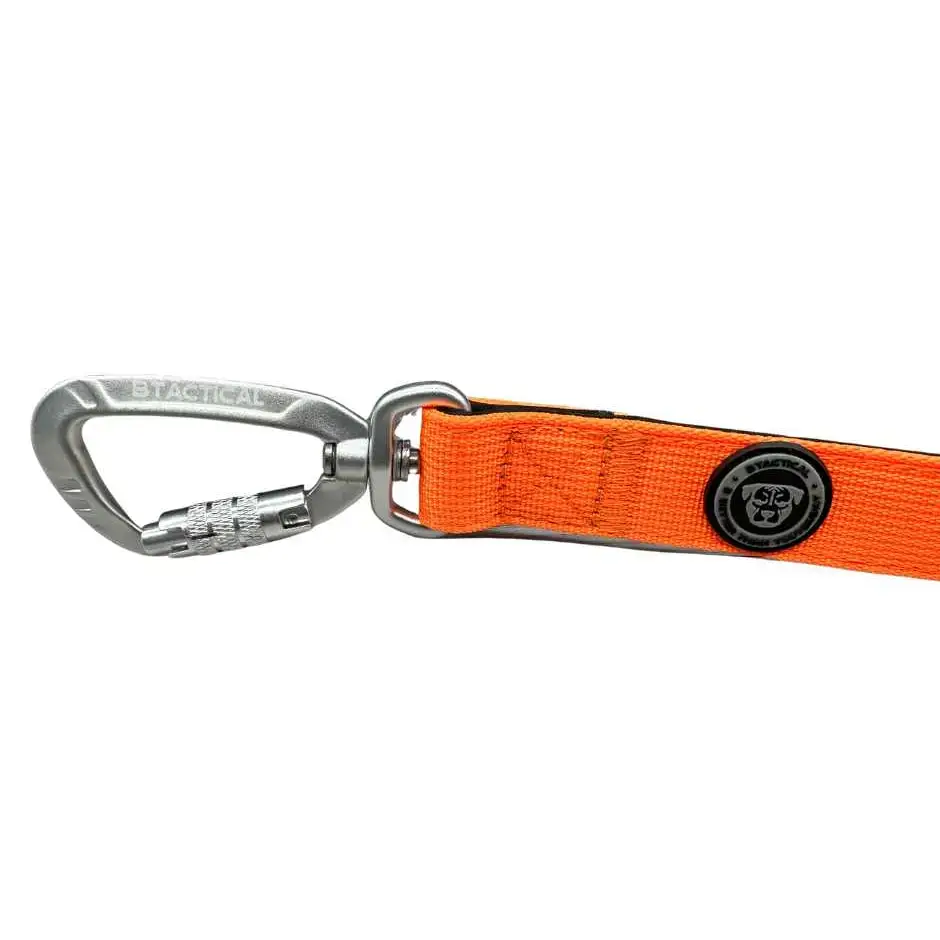 BTactical™ Extra-Strong Nylon Carabiner Clip Dog Lead | Citrus Orange 120cm Dog Lead