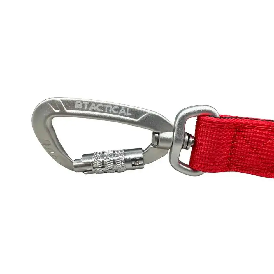 BTactical™ Extra-Strong Nylon Carabiner Clip Dog Lead | Citrus Red 120cm Dog Lead
