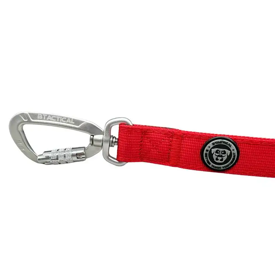 BTactical™ Extra-Strong Nylon Carabiner Clip Dog Lead | Citrus Red 120cm Dog Lead