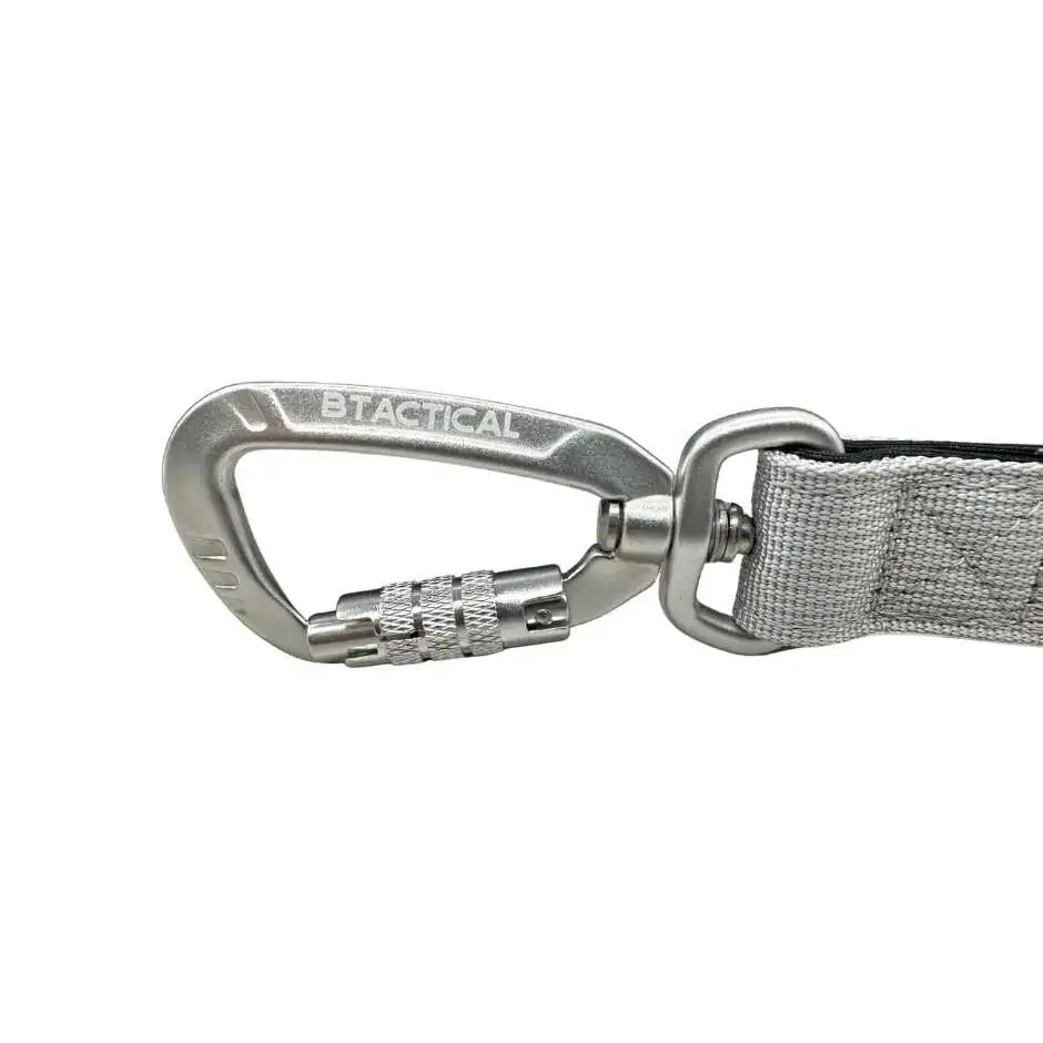 BTactical™ Extra-Strong Nylon Carabiner Clip Dog Lead | Misty Grey 120cm Dog Lead
