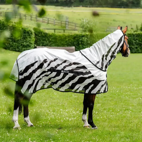 Bucas Buzz Off Waterproof Fly Rug Rain Zebra Detachable Neck Zebra Print 5'0 (115) Waterproof Fly Rugs