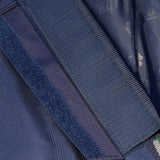 Dark blue nylon strap with textured weave and matching zipper on bucas smartex rain sheet pony with thermobonded polyester wadding
