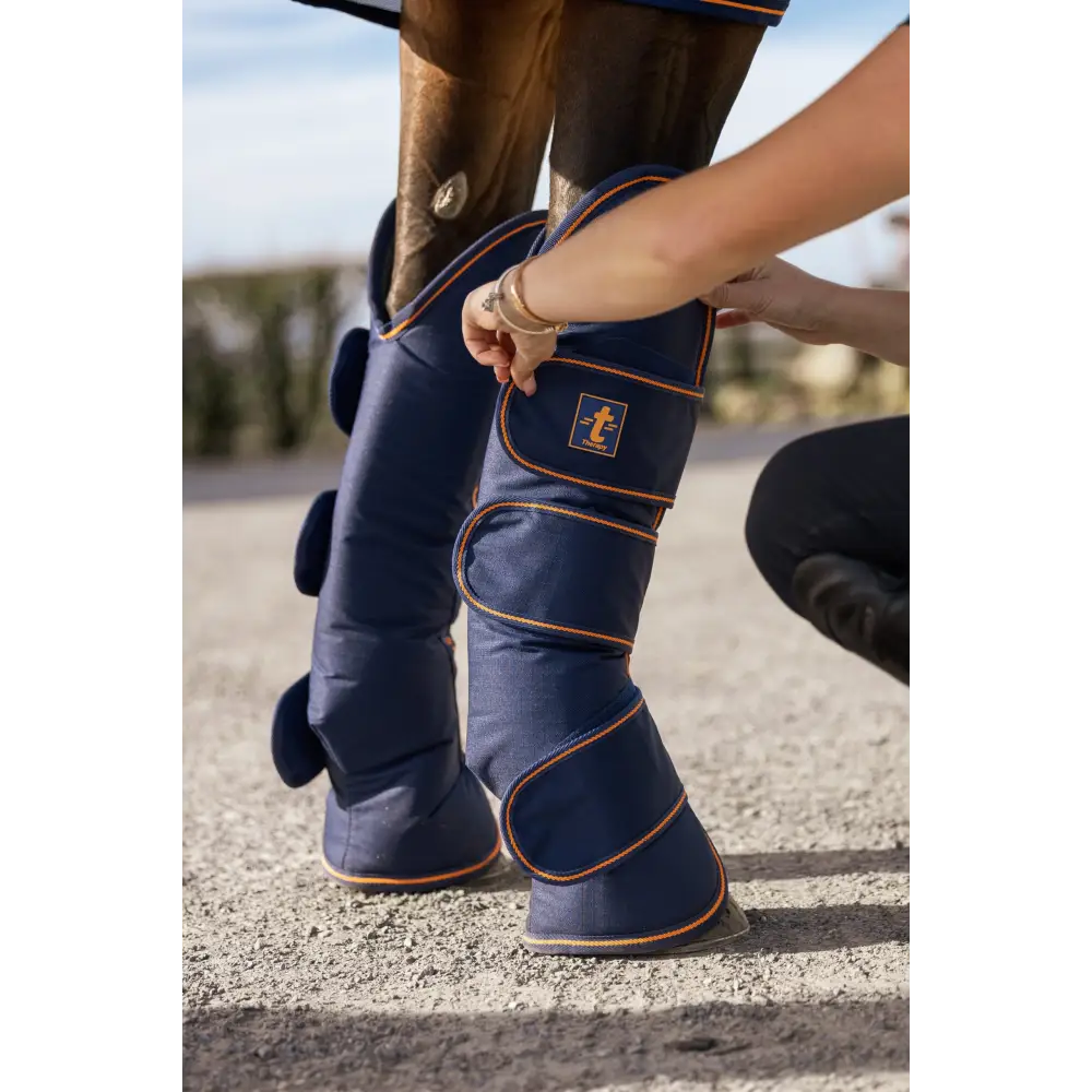 Bucas Therapy Travel Boots Navy/Orange Cob Horse Travel Boots