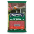 Bucktons fruit and berry suet pellets in green and red pack with bird illustration ideal for horses and equestrian use