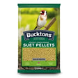 Bucktons peanut and worm suet pells 12.55k in green package with gold bird illustration perfect for feeding birds