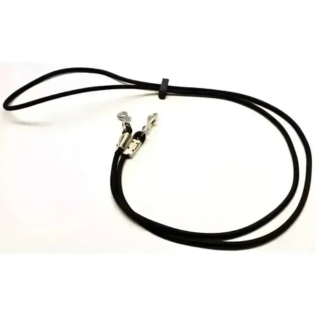 Black elastic bungee training reins with silver metal clasps and cussion web reins featuring a black plastic clip