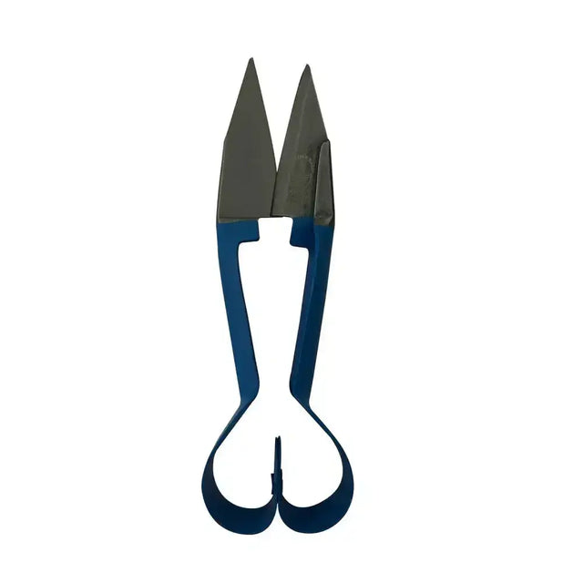 Blue-handled metal burgon & ball dagging shears double bow straight with sharp pointed cutting blades