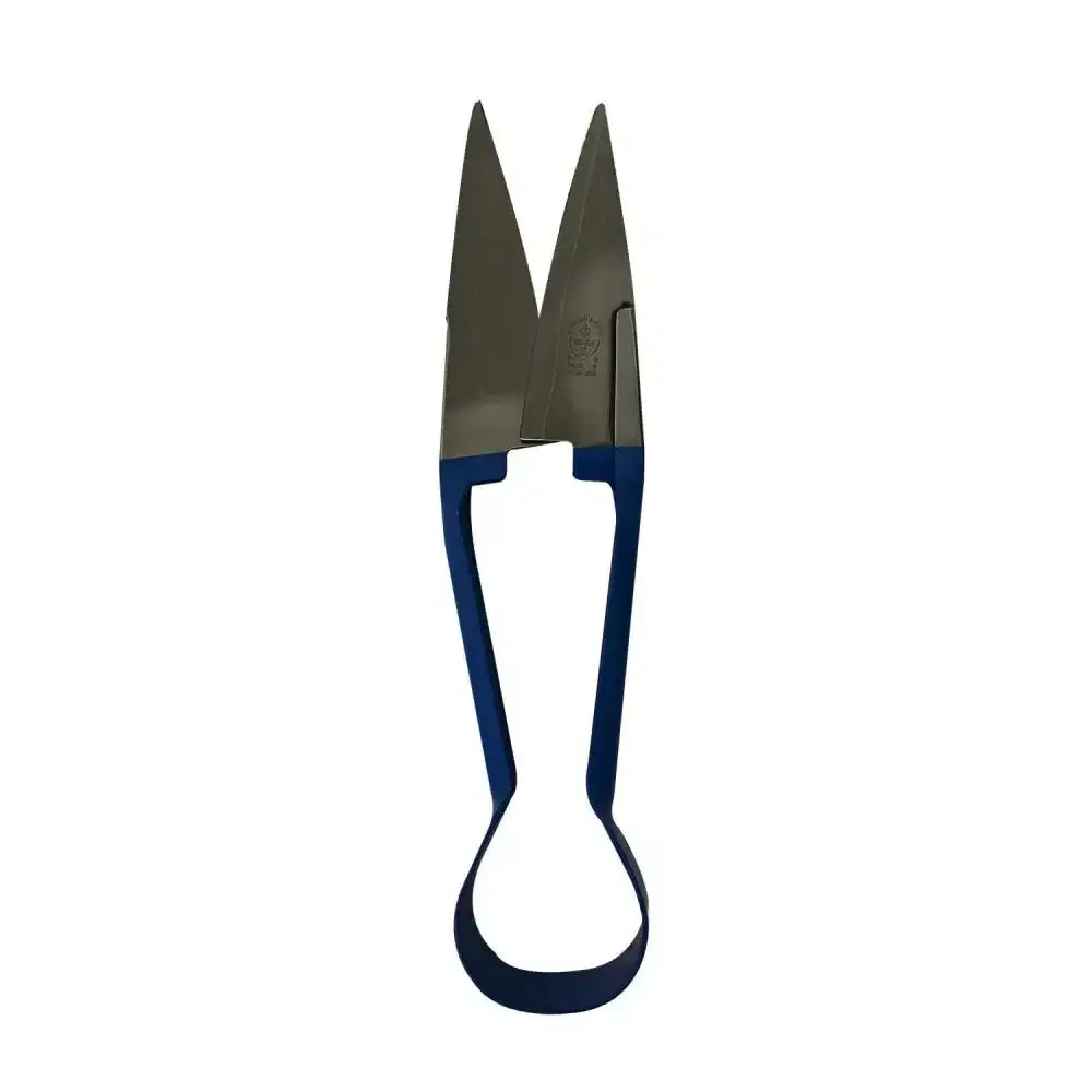 Blue-handled metal ball dagging shears single bow straight tin snips with sharp pointed blades for precise cutting