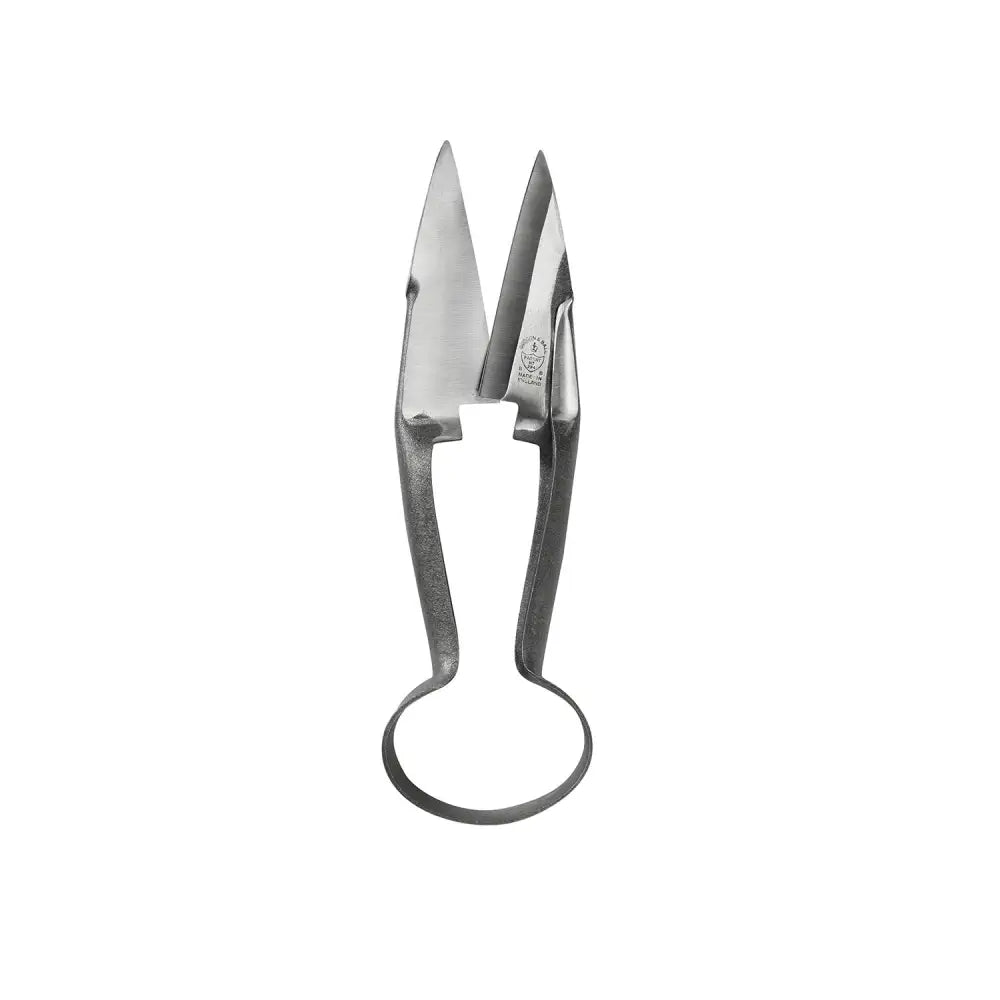 Silver-toned metal ball dagging shears single with a sturdy classic design and oval handle for precise cutting