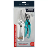 Burton and ball farmer pack professional footrot shears with white and teal handles designed for agricultural use