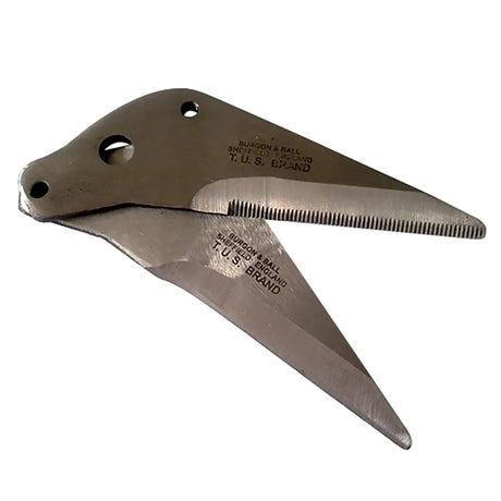 Silver metal burgon & ball footrot shears spare blades with serrated blade and engraved burton & ball sheffield england t.u.s