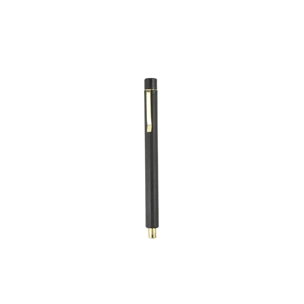 Black pen with gold accents and sleek design featured with burgon & ball pocket sharpening steel branding