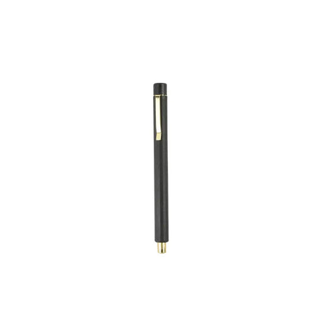 Black pen with gold accents and sleek design featured with burgon & ball pocket sharpening steel branding