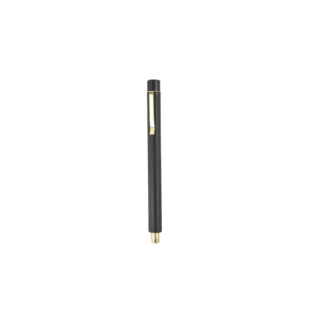 Black pen with gold accents and sleek design featured with burgon & ball pocket sharpening steel branding