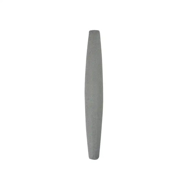 Gray elongated slightly curved metal scythe sharpening stone by burgon & ball for ball scythe sharpening