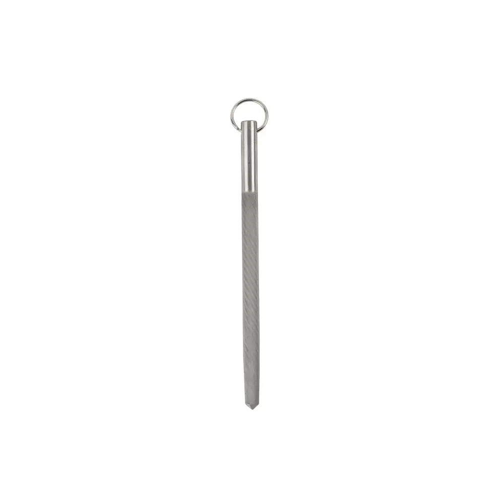 Silver stainless steel burgon & ball shepherds sharpening steel with textured surface and small ring at top