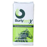 Burlybed original x miscanthus bedding in white and lime green resealable bag made from environmentally beneficial crop
