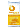 White and orange packaged burlybed soft extra horse bedding made from 100 chopped wheat straw with eucalyptus