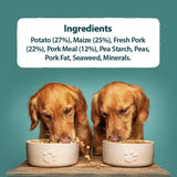 Cream-colored ceramic dog food bowls with embossed paw prints for burns sensitive pork dog food by veterinary surgeon john