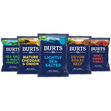 Blue burts crisps bags with colorful flavor labels perfect for a snack beside heinz beanz or after equestrian rides