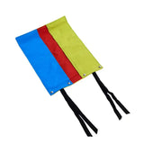 Colorful buster activity mat game spring roll with three panels in blue red and yellow and silver grommets