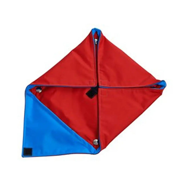 Red and blue diamond shaped fabric kite with zipper closures on buster activity mat game water lilly level 1