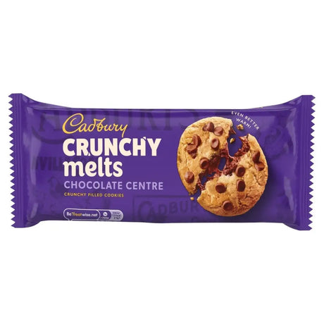 Cadbury melts chocolate biscuits 156g with purple foil wrapping and crunchy melts chocolate centre cookies inside
