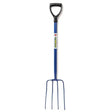 Blue metal caldwells prong tubular muck fork pyd with black d-shaped handle for garden use