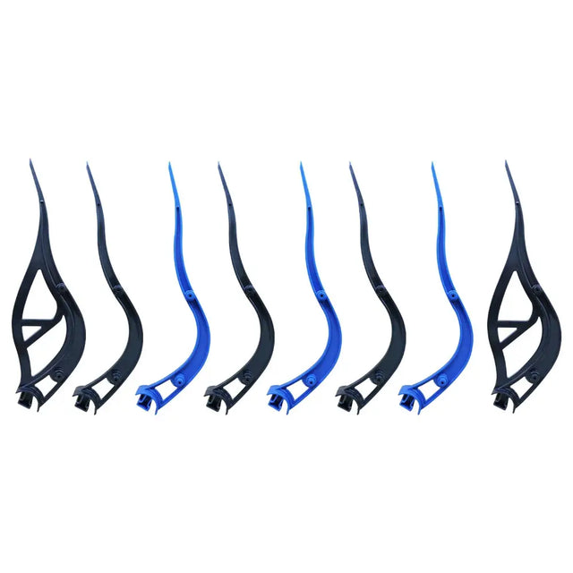 Black and blue plastic camel shavings fork replacement tines with sleek curved design for fork replacement use