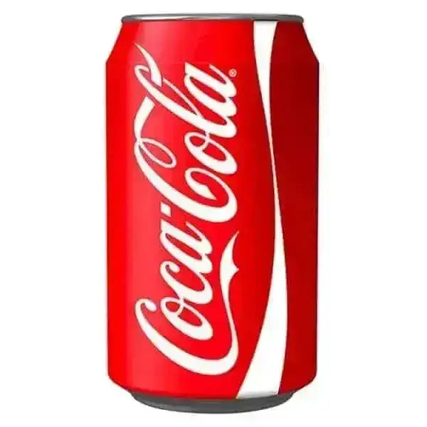 Red aluminum canned drinks coke can with white cursive logo and sweeping white stripe for refreshing drinks coke