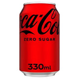 A vibrant red aluminum can of coca-cola zero sugar 330ml perfect for canned drinks coke fans