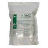 A white resealable bag of caprivite vitamin mineral feed with unique apple flavouring for goats