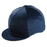 Navy blue velvet capz plain cap cover velour with structured crown and flat brim versatile cap cover for equestrian use