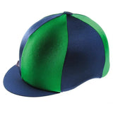 A navy blue and green striped satin two-tone cap cover from capz two-tone cap perfect for versatile use