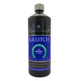 Black plastic bottle with silver cap and blue label of carr day and martin killitch lotion the original lotion