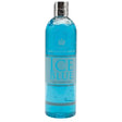 A transparent bottle of carr & day & martin ice blue blue leg cooler gel with a silver cap for refreshing leg relief