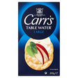 Carrs table water large crackers in blue package topped with sliced apple and mint leaves for cheese serving