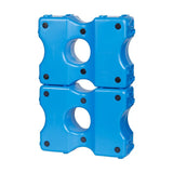 Bright blue plastic cavaletti block horse jumping block with durable interlocking design and black fasteners