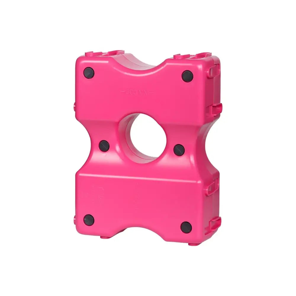 Bright pink durable plastic cavaletti block horse jumping block with central cutout and black rubber feet for training aid