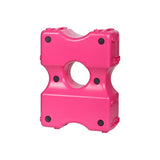 Bright pink durable plastic cavaletti block horse jumping block with central cutout and black rubber feet for training aid