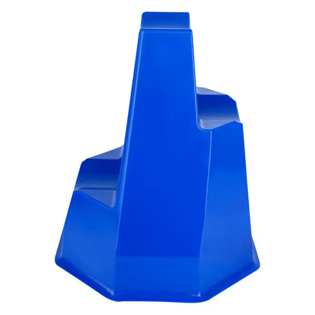 Solid blue plastic cavaletti block showjump step stool with geometric angular design for training and exercise
