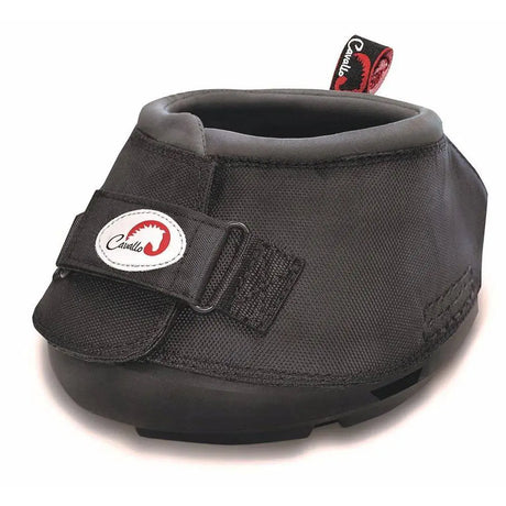 Black cavallo big foot hoof boot with textured fabric upper and durable rubber sole for horse boots
