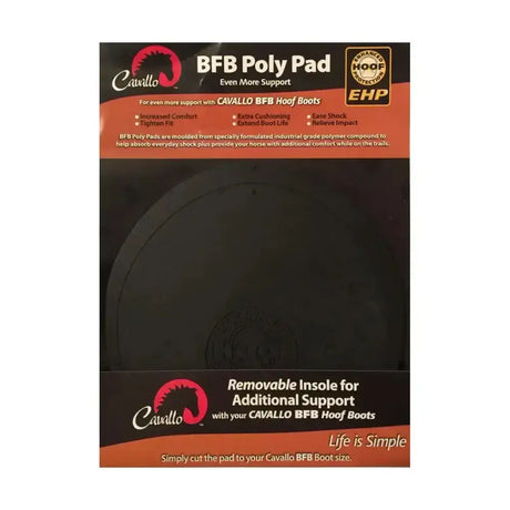 Black cavallo big foot boot poly pad made from industrial polymer for horse hoof protection and support