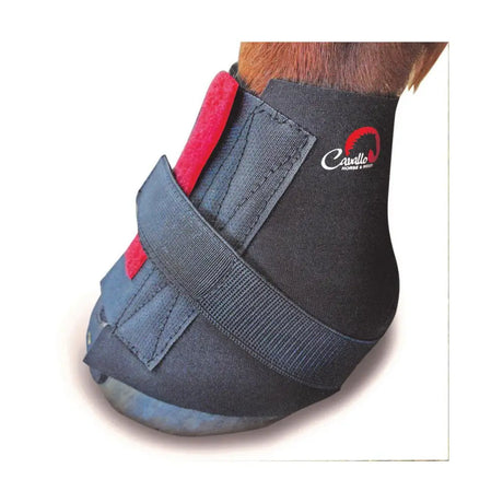 Black and red cavallo big foot boot pastern wrap with adjustable velcro straps for secure foot boot pastern fit