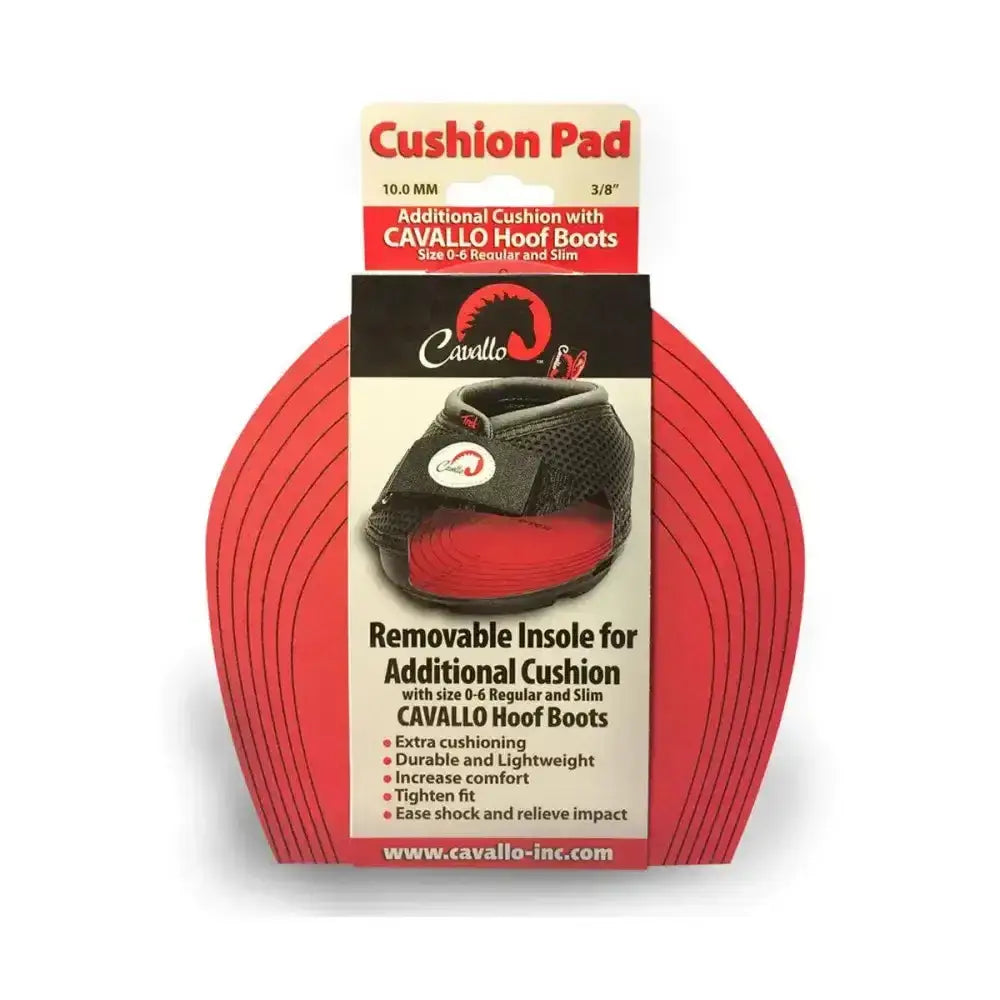 Red flexible cavallo cushion pad designed for cavallo hoof boots to provide extra comfort in horse boots
