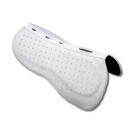 White perforated leather cavallo english wedge saddle pad with black lining and adjustable straps for English wedge saddle